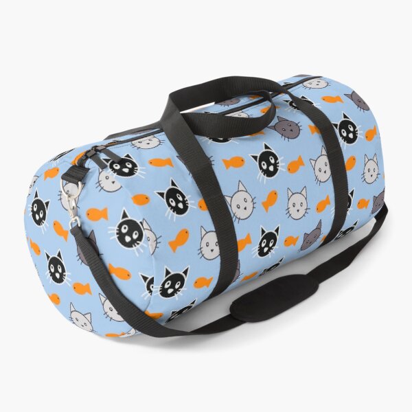 Item preview, Kawaii Cat Faces Goldfish Toss Seamless Pattern Blue Cat Lover designed and sold by CI Creative Design LLC.