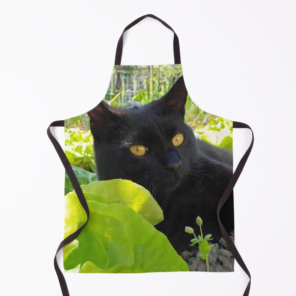 Item preview, Black Cat Resting Among Fresh Garden Greens – Cat Photography designed and sold by MB-CatPrints.