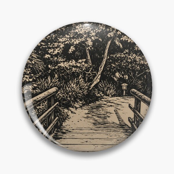 Item preview, Japanese Garden Bridge in California | Botanical Garden Linocut designed and sold by Linoluca.