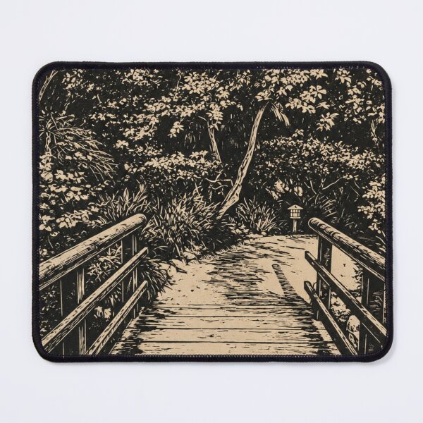 Item preview, Japanese Garden Bridge in California | Botanical Garden Linocut designed and sold by Linoluca.