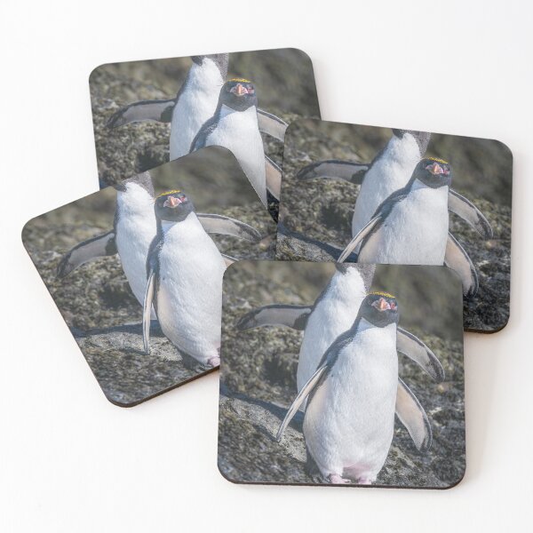 Item preview, Two Macaroni Penguins on Rocky Terrain Elsehul Bay designed and sold by PhotoArt by Joan Carroll.
