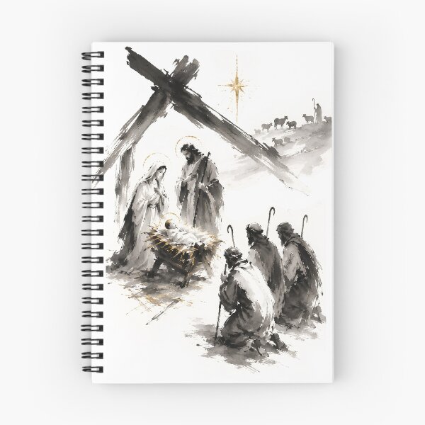 Item preview, Nativity With Shepherds Ink Wash Art designed and sold by Phos Creatives.