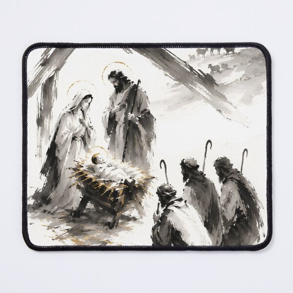 Item preview, Nativity With Shepherds Ink Wash Art designed and sold by Phos Creatives.