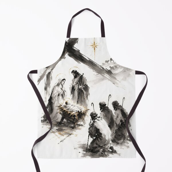 Item preview, Nativity With Shepherds Ink Wash Art designed and sold by Phos Creatives.