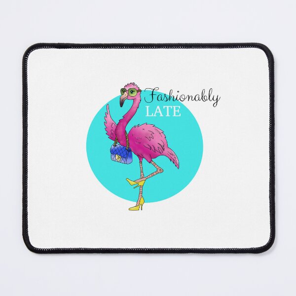 Item preview, Fashionably Late Pink Flamingo Illustration designed and sold by TinyPawDesigns.