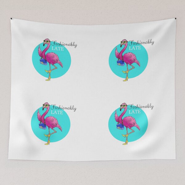 Item preview, Fashionably Late Pink Flamingo Illustration designed and sold by TinyPawDesigns.
