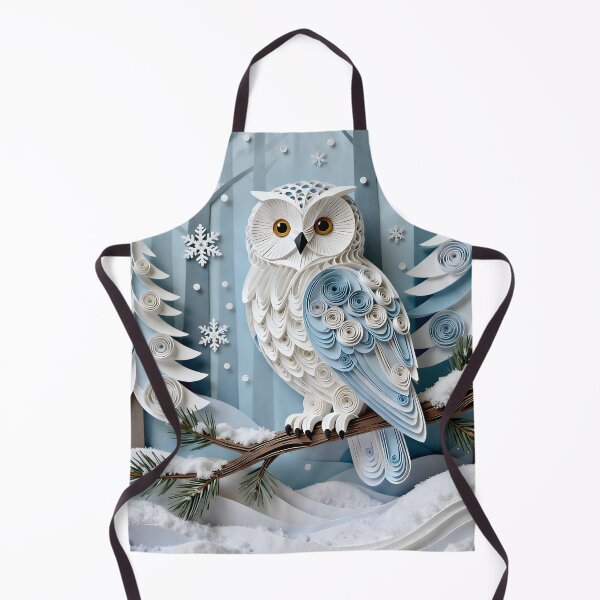 Item preview, Paper Quilled Snowy Owl in Snowy Forest Landscape Print designed and sold by Vicky Brago-Mitchell®.