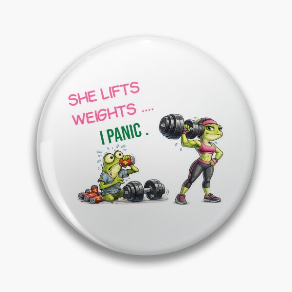 Item preview, She Lifts Weights. I Panic. | Funny Gym Frog Workout T-Shirt designed and sold by Dinaelsherkawy.