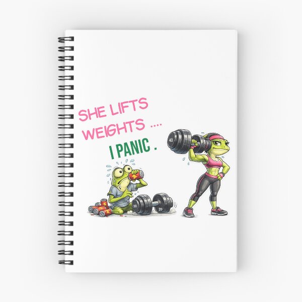 Item preview, She Lifts Weights. I Panic. | Funny Gym Frog Workout T-Shirt designed and sold by Dinaelsherkawy.