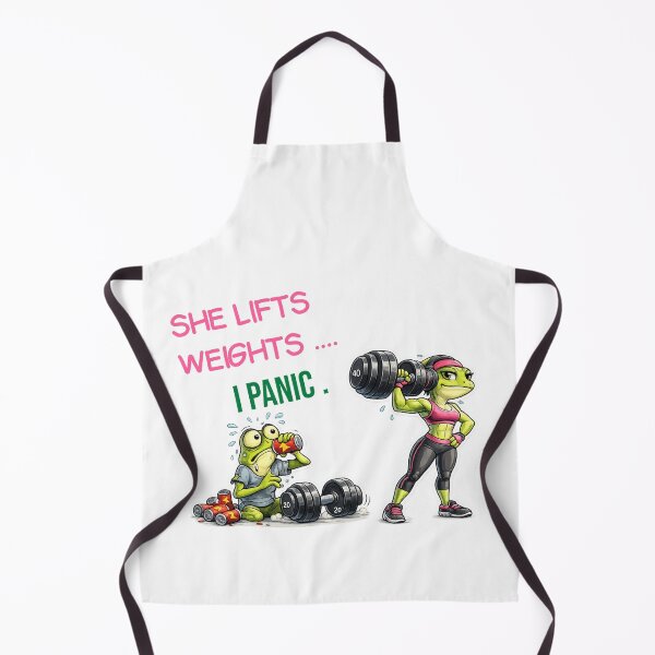 Item preview, She Lifts Weights. I Panic. | Funny Gym Frog Workout T-Shirt designed and sold by Dinaelsherkawy.