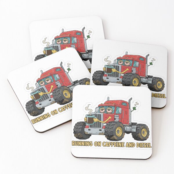 Item preview, "Running On Caffeine And Diesel" Funny Trucker Graphic - Exhausted Semi Truck Art - Blue Collar Mechanic Humor designed and sold by BestChoiceService.