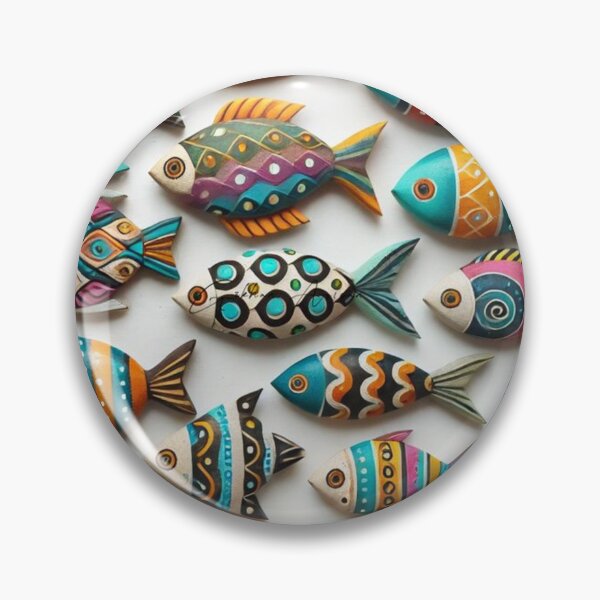 Item preview, Folk art fish pattern designed and sold by IvaiAna.