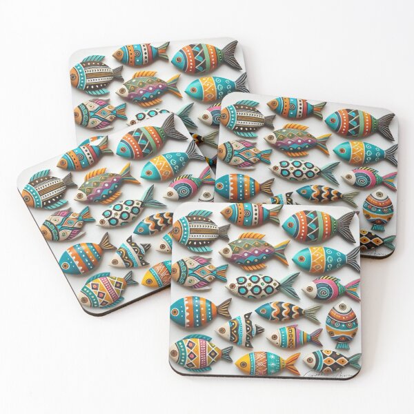 Item preview, Folk art fish pattern designed and sold by IvaiAna.