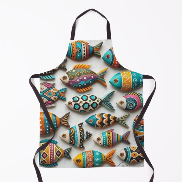 Item preview, Folk art fish pattern designed and sold by IvaiAna.