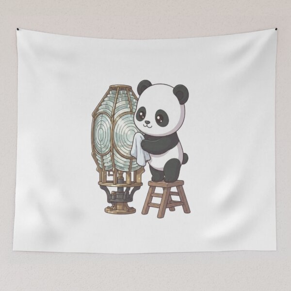 Item preview, Cute Panda Cleaning Lighthouse Lens designed and sold by Ella_Sketch.