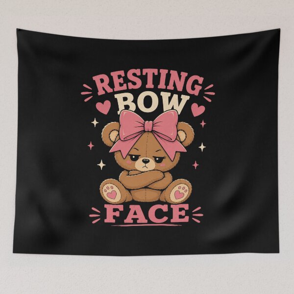 Item preview, Bear with Bows Resting Bow Face Funny Coquette Teddy Bear designed and sold by AMICO77.
