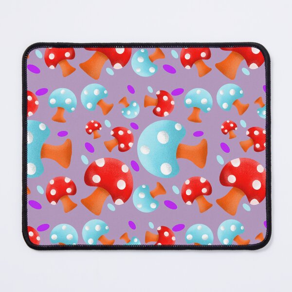 Item preview, Cute whimsical mushrooms seamless pattern-Red and Blue on Lilac. designed and sold by RuwaDesignArt.