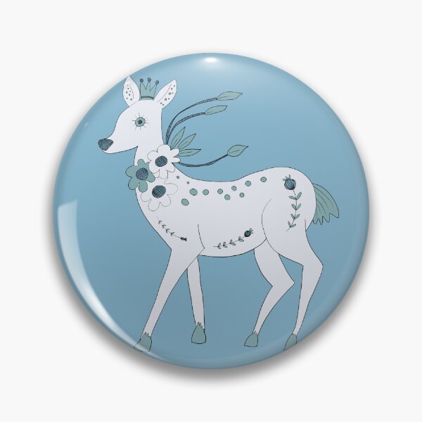 Item preview, White Mystical Deer with Sage Flowers & Crown on Blue Background designed and sold by ashleywilks.