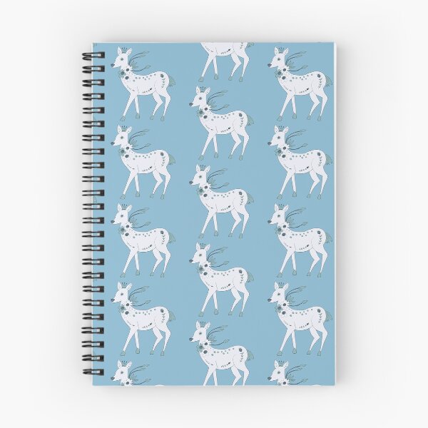 Item preview, White Mystical Deer with Sage Flowers & Crown on Blue Background designed and sold by ashleywilks.