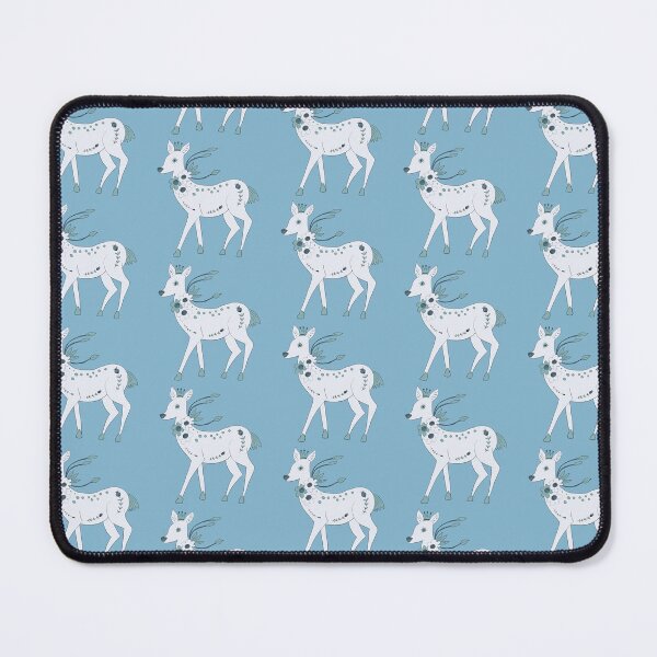 Item preview, White Mystical Deer with Sage Flowers & Crown on Blue Background designed and sold by ashleywilks.