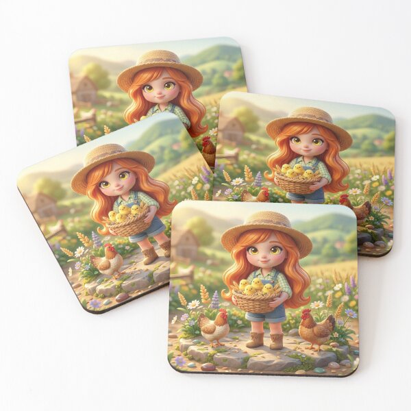 Item preview, Cute Farm Girl with Baby Chicks and Hens Countryside Aesthetic designed and sold by Azurart2.