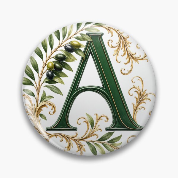 Item preview, Elegant Letter A Monogram with Olive Branches & Gold Botanical Design | Luxury Green Floral Initial designed and sold by MoodLay.