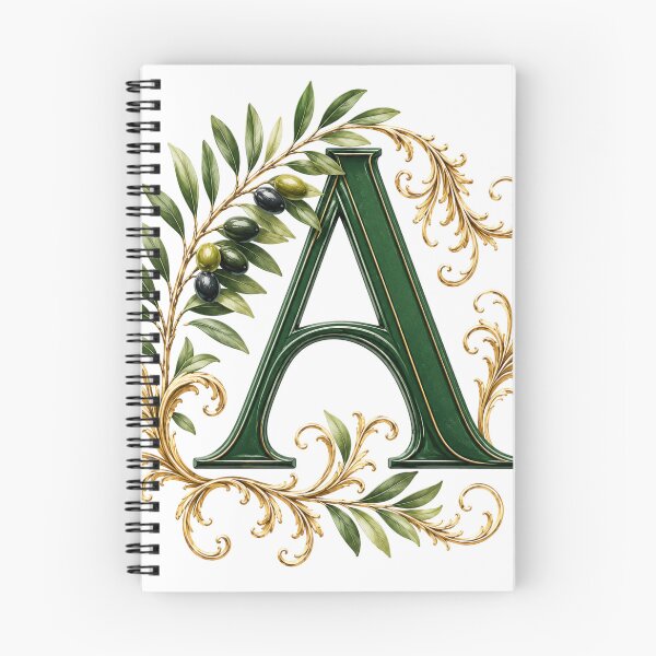 Item preview, Elegant Letter A Monogram with Olive Branches & Gold Botanical Design | Luxury Green Floral Initial designed and sold by MoodLay.