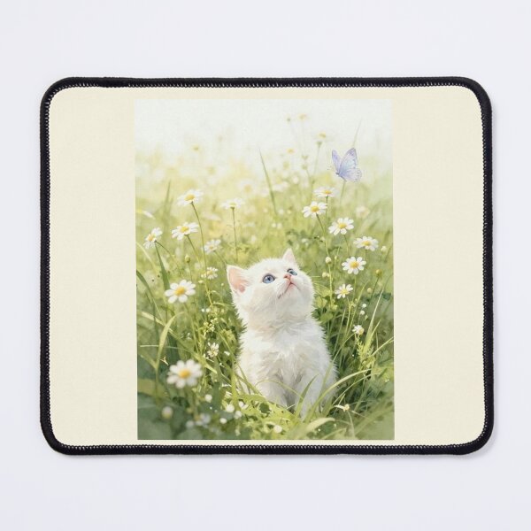 Item preview, Little Dreamer | White Kitten & Butterfly Watercolor designed and sold by BCapybara.