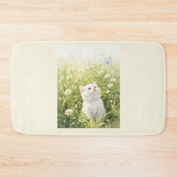 Item preview, Little Dreamer | White Kitten & Butterfly Watercolor designed and sold by BCapybara.