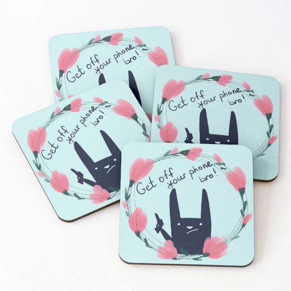 Item preview, Get Off Your Phone Bro Funny Unhinged Bunny designed and sold by ArtbyLanaN.