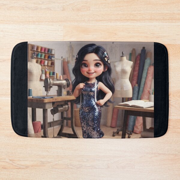 Item preview, Cute Chibi Fashion Designer in Studio with Sequin Dress designed and sold by Azurart2.