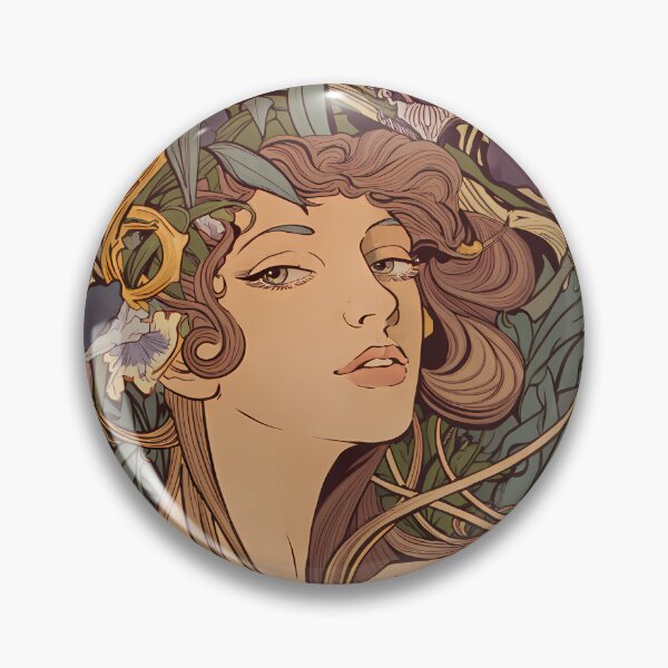 Item preview, Art Nouveau Elegant Woman Portrait with Irises designed and sold by jo-e-basta.