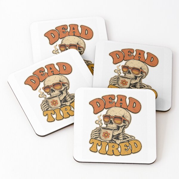 Item preview, Funny Dead Tired Skeleton Coffee Halloween Vintage Retro Morning Humor designed and sold by ZAKE-store.