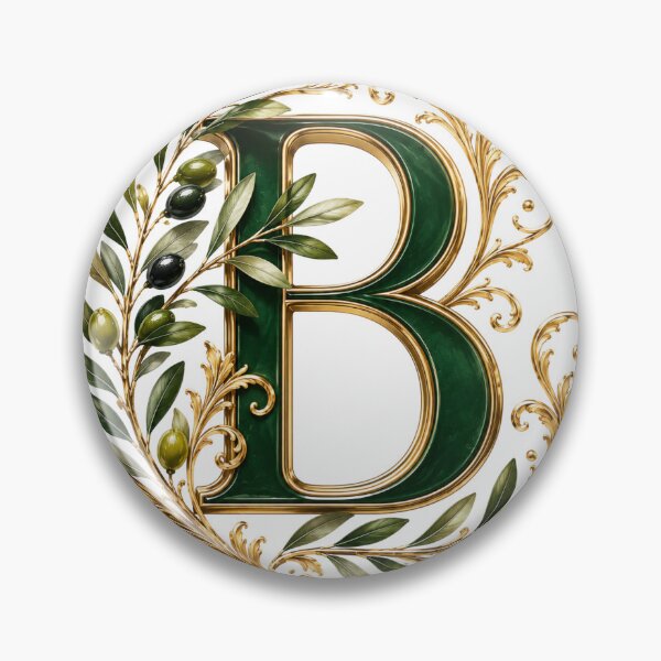 Item preview, Elegant Letter B Monogram with Olive Branches & Gold Botanical Design | Luxury Green Floral Initial designed and sold by MoodLay.