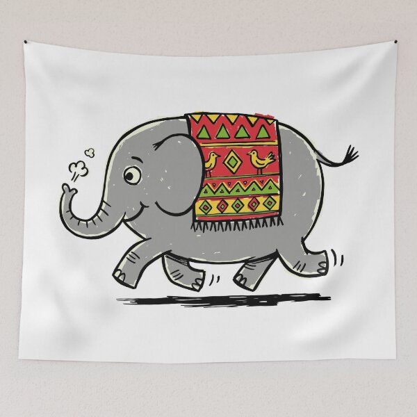 Item preview, Cute Happy Elephant with Patterned Saddle designed and sold by sXe-art.