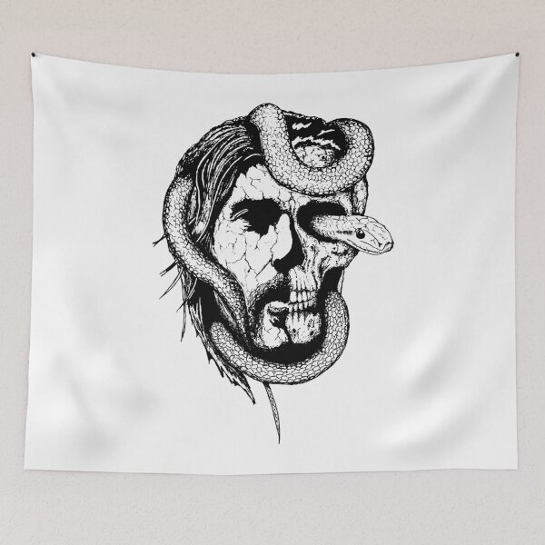 Item preview, Venom and Bone: Gothic Half-Skull Ink Portrait designed and sold by surmind.