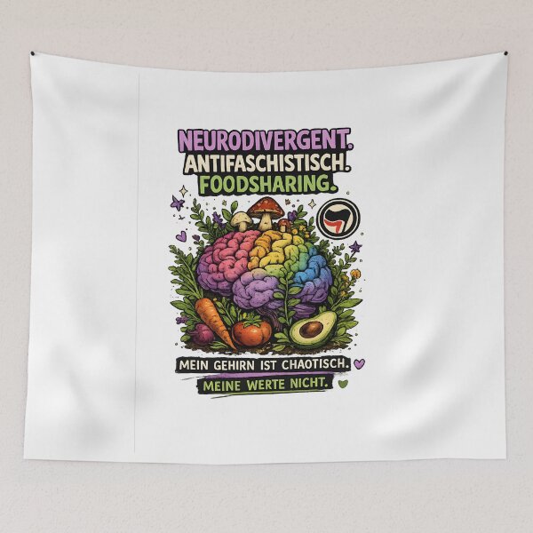 Item preview, Neurodivergent Antifascist Foodsharing Rainbow Brain designed and sold by Ristridin1988.