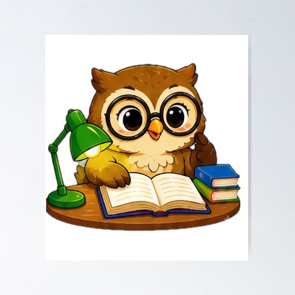 Item preview, Kawaii Study Owl designed and sold by DailyDoodlesBySumbul.