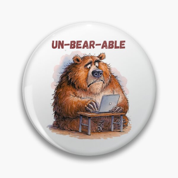 Item preview, Un-Bear-Able Funny Stressed Bear Laptop Puns designed and sold by KreativKulture.