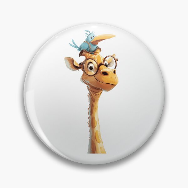 Item preview, Giraffe with glasses and a little blue bird on its head designed and sold by norachiang.