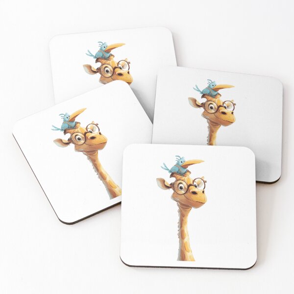 Item preview, Giraffe with glasses and a little blue bird on its head designed and sold by norachiang.