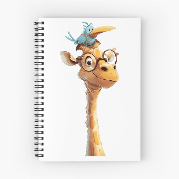Item preview, Giraffe with glasses and a little blue bird on its head designed and sold by norachiang.