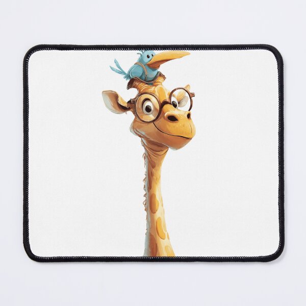 Item preview, Giraffe with glasses and a little blue bird on its head designed and sold by norachiang.