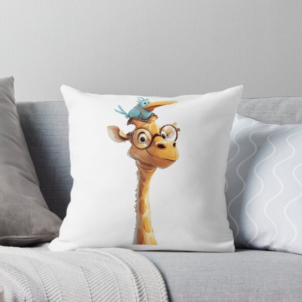 Item preview, Giraffe with glasses and a little blue bird on its head designed and sold by norachiang.
