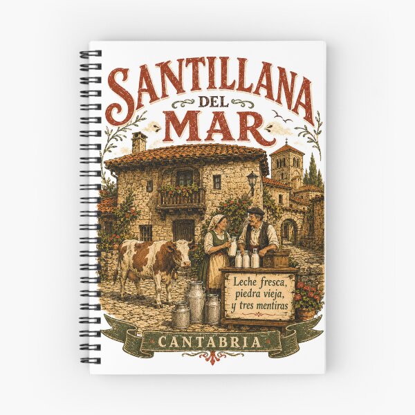 Item preview, Santillana del Mar Fresh Milk Cantabria Vintage Village T-Shirt designed and sold by Past in Threads.