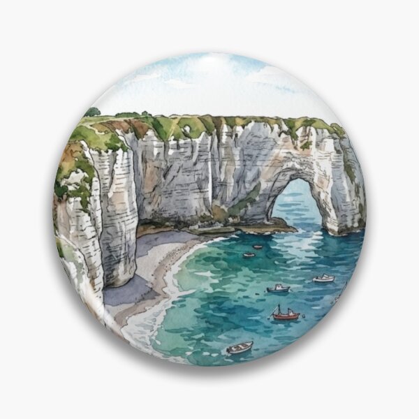 Item preview, Étretat France Coastal Cliffs Watercolor Travel Sticker designed and sold by Mathias Yakubu Design.