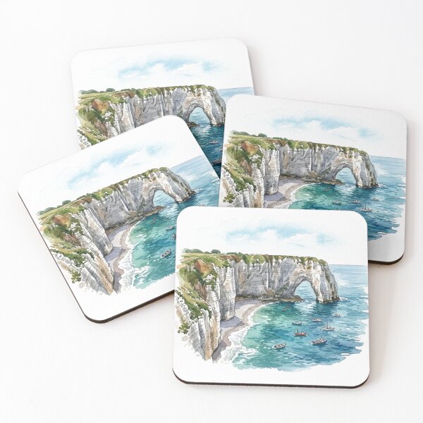 Item preview, Étretat France Coastal Cliffs Watercolor Travel Sticker designed and sold by Mathias Yakubu Design.