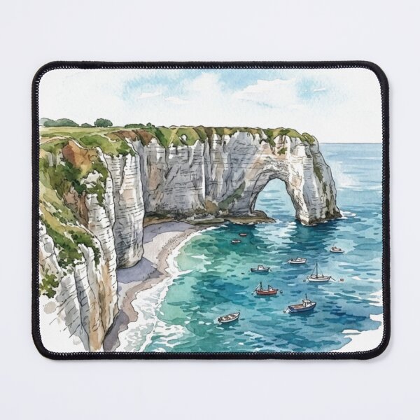 Item preview, Étretat France Coastal Cliffs Watercolor Travel Sticker designed and sold by Mathias Yakubu Design.