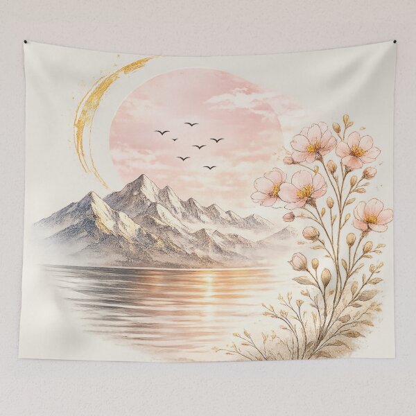 Item preview, Blush Horizons: Alpine Bloom | Botanical Mountain Watercolor designed and sold by Sanctum Icons.