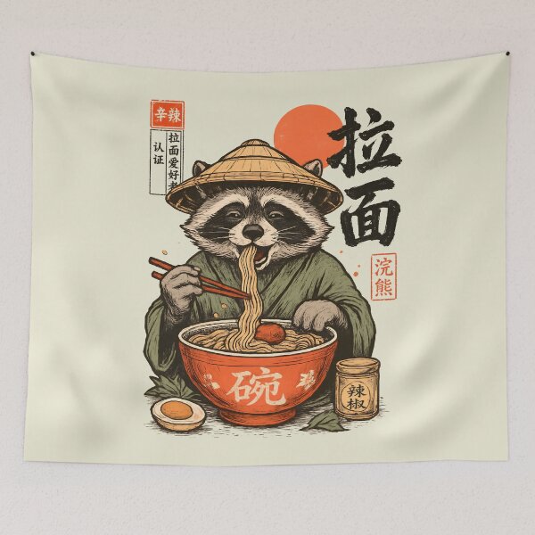 Item preview, Raccoon Eating Ramen designed and sold by Alema Art.